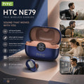 HTC NE79 Bluetooth Earphones AI Translator Earbuds Soft In-Earbuds for Wireless Headphones, Noise Reduction Long Battery