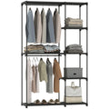 HOMCOM Storage wardrobe, fabric wardrobe, bedroom cupboard, clothes wardrobe with hanging rod and shelves, for cloakroom, bedroom, dressing room, 111x43x185 cm, black