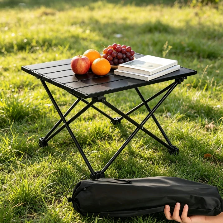 Foldable Compact Camping Side Table Portable Collapsible Tiny Stand for Beach Picnic, Simple Practical Outdoor Camping Equipment