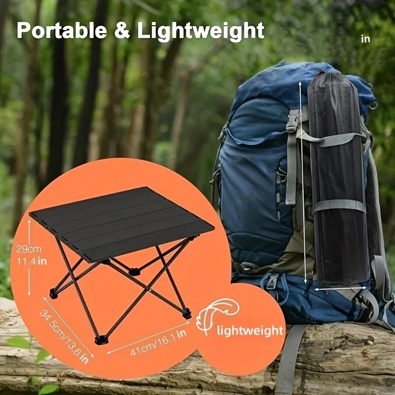 Foldable Compact Camping Side Table Portable Collapsible Tiny Stand for Beach Picnic, Simple Practical Outdoor Camping Equipment