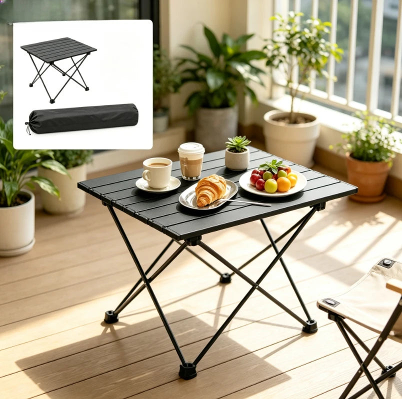 Foldable Compact Camping Side Table Portable Collapsible Tiny Stand for Beach Picnic, Simple Practical Outdoor Camping Equipment