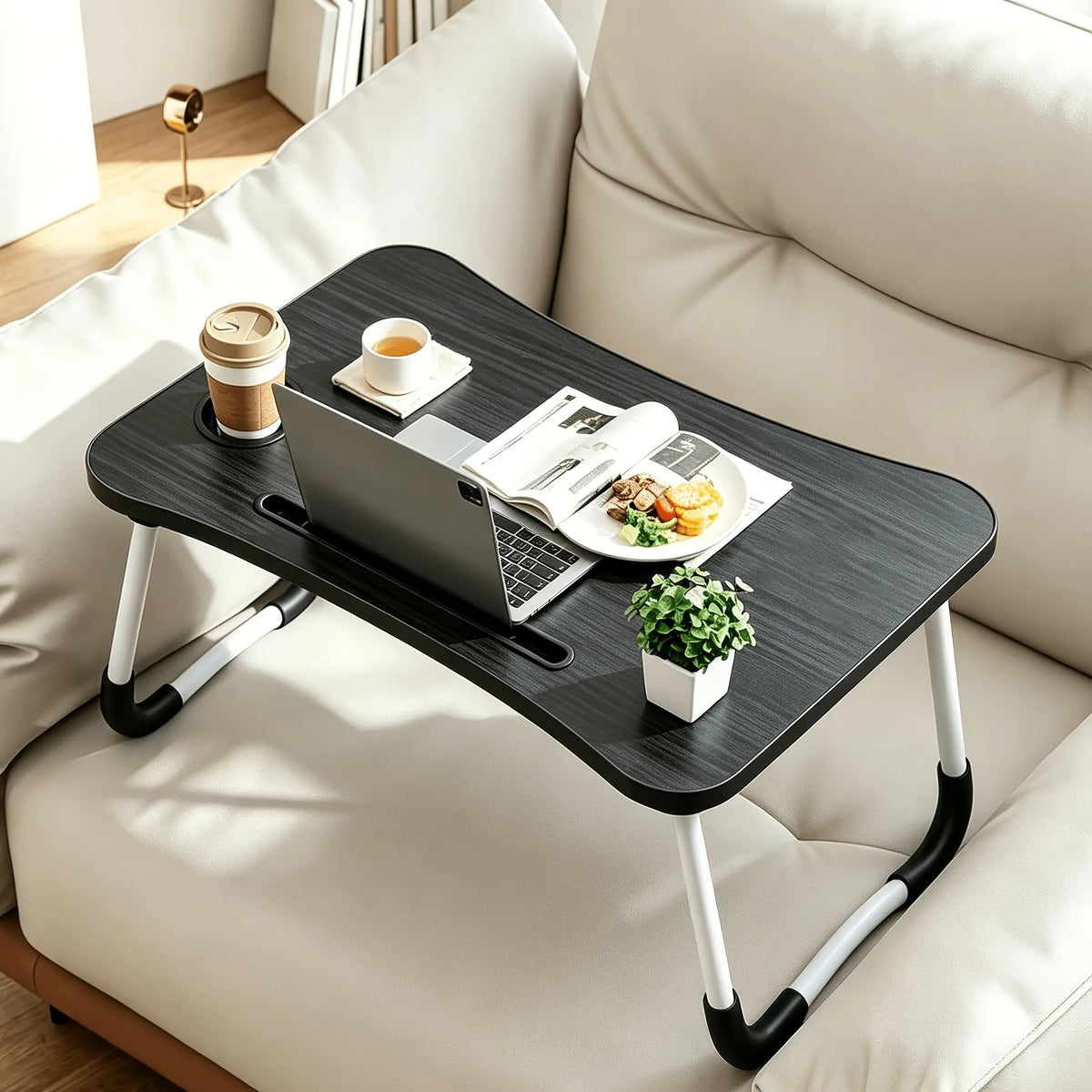 Adjustable Height Laptop Desk with Storage Rack, Bedside Computer Desk, Multi-Layer C-Shaped Side Table, Suitable for Gaming, Work, Reading Bedroom, Sofa, Home Office, Office Desk, Computer Workstation, C-Shaped Sofa Side Tab