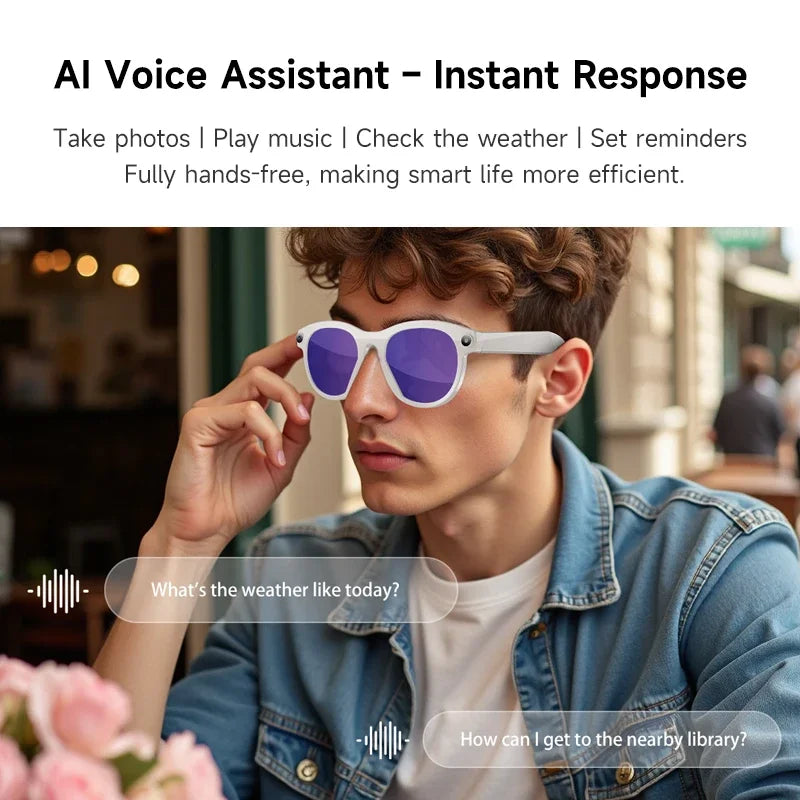 Lenovo 8K HD AI Smart Glasses Camera 1600WDual Real-time Translation Bluetooth Call Shoot Audio Video Music Play Sunglasses 2026