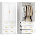Wooden Armoire Wardrobe Closet with 3 Drawers, 71"Wardrobe Armoire | Freestanding Clothing Storage Cabinet with Hanging, Custom