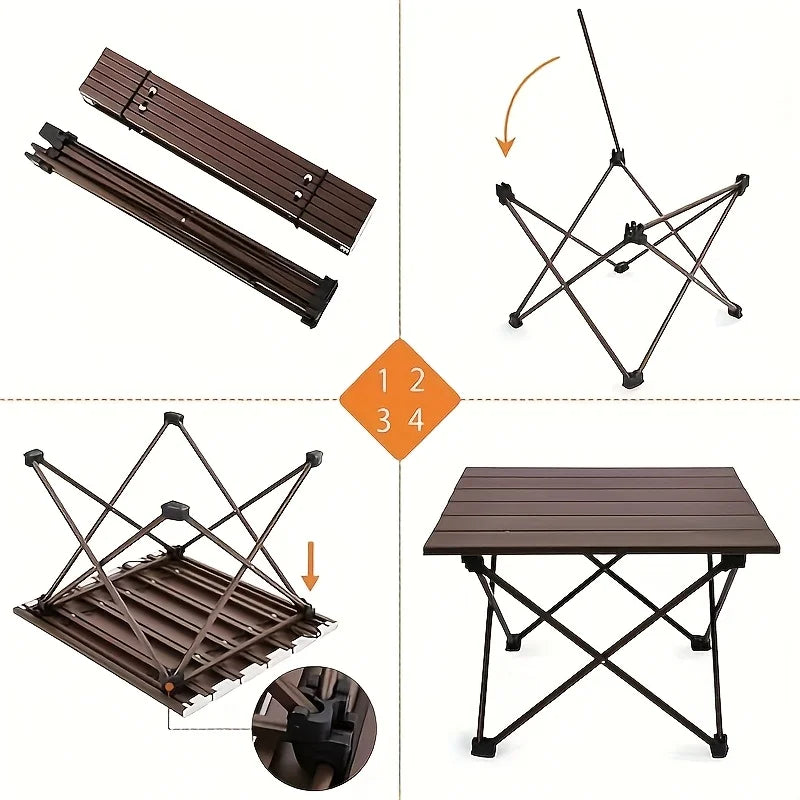 Foldable Compact Camping Side Table Portable Collapsible Tiny Stand for Beach Picnic, Simple Practical Outdoor Camping Equipment